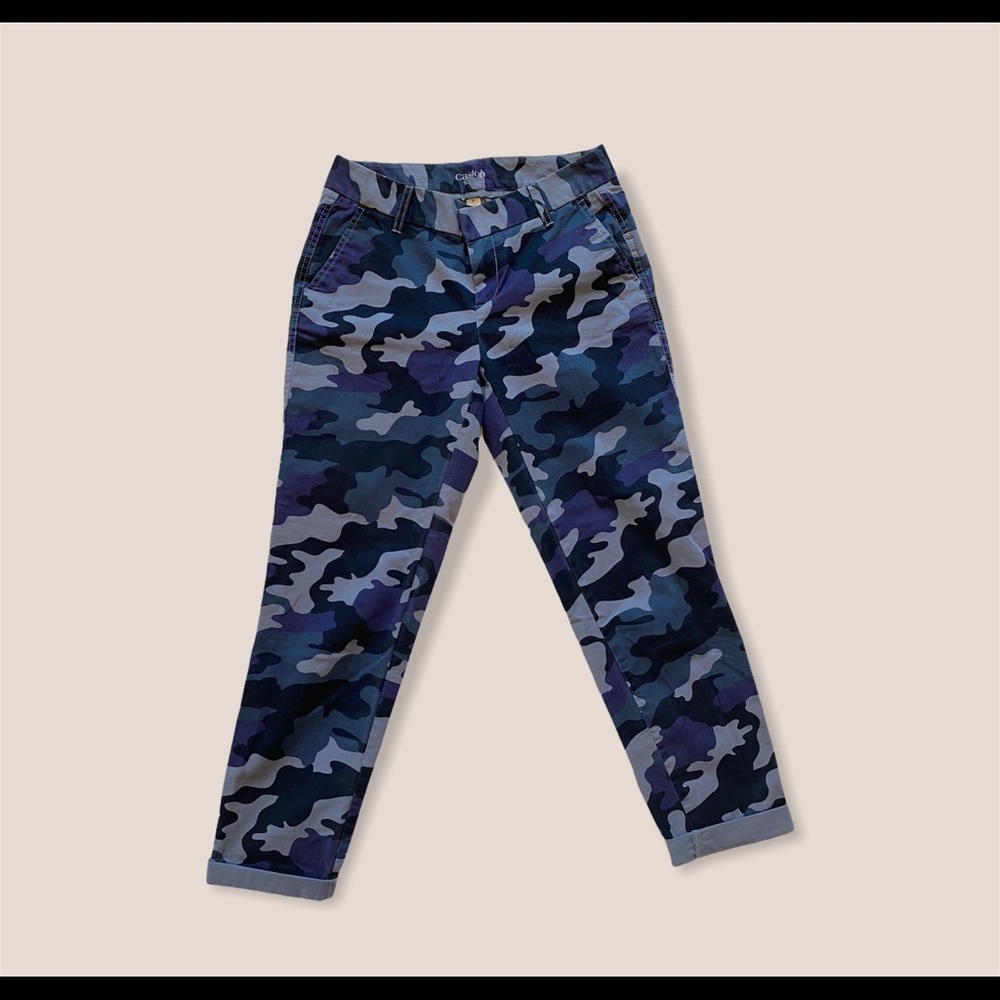 👖Caslon Nordys Blue Camo Tapered Ankle Pants Sz 0